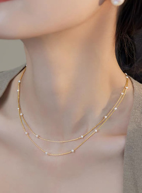 XKDDCT新款天然淡水珍珠项链双层