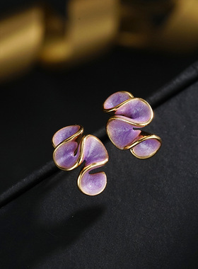 XKDDCT淡紫色珐琅时尚独特设计高级感百搭温柔风气质耳钉耳饰耳环