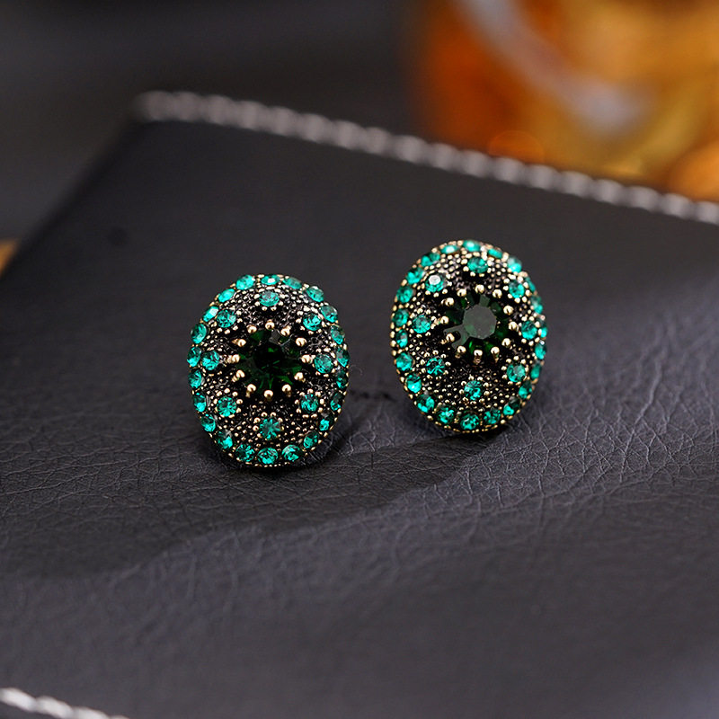 XKDDCT欧美风绿色椭圆手工满镶百