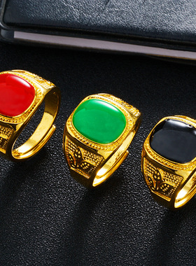 滴油开口男士宝石越南沙金戒指