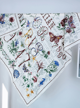 D家1947桑蚕丝丝巾斜纹真丝大方巾春秋夏季罗马街头时尚围巾披肩