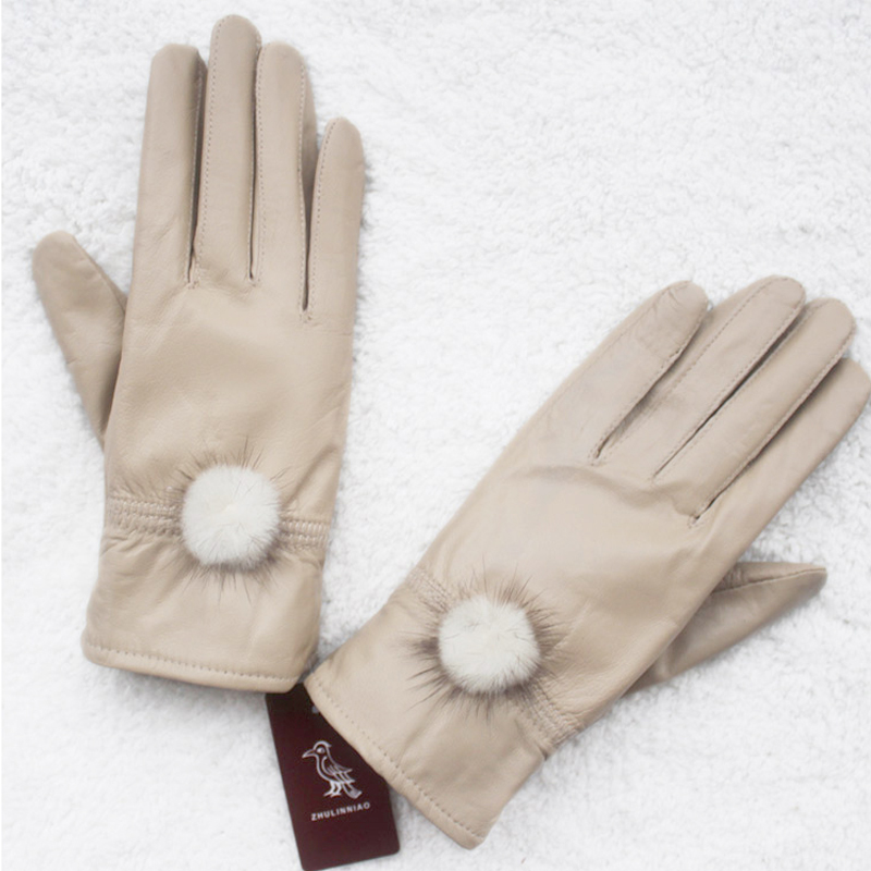 女士皮手套绵羊皮骑行保暖女式