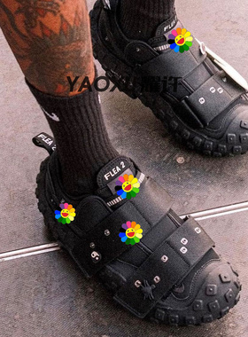 耀许自主CPFM联名Air Flea 2男女厚底鸳鸯休闲老爹鞋大勾子轮胎鞋