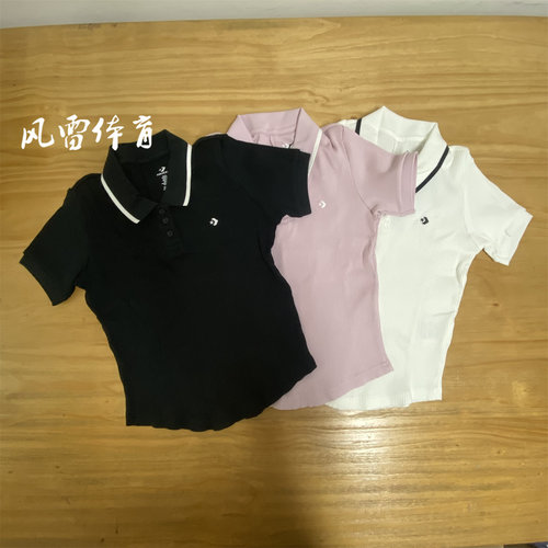 匡威女修身罗纹针织短袖POLO衫