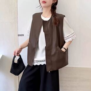 只有3件 圆领蛋白皮马甲女 0325 06捡漏款