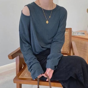 只有20件 圆领漏肩羊毛天丝打底衫 0322 02清仓不退换
