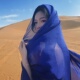 克莱因蓝色丝巾女旅游拍照沙漠披肩外搭防晒围巾新疆西藏穿搭披风