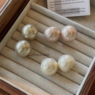 夸张大珍珠耳钉女925银针法式复古高级感耳环2023年新款潮耳饰