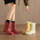 出口韩国单时尚 成人下雨天穿中筒高颜值 水鞋 外穿雨鞋 红色雨靴女款