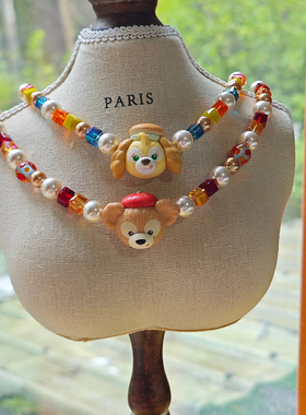 JMH小吴同学 独家稀有款东迪厨房系列达菲熊饼饼方糖超闪水晶项链