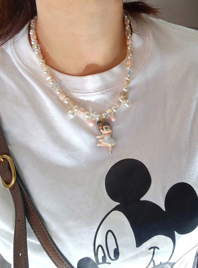 JMH小吴同学 原创diy萌粒molly茉莉芭蕾女孩甜美可爱水晶珍珠项链