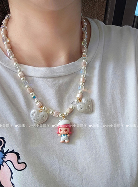 JMH小吴同学 molly泡泡玛特萌粒diy高级水晶串珠项链小众潮玩配饰