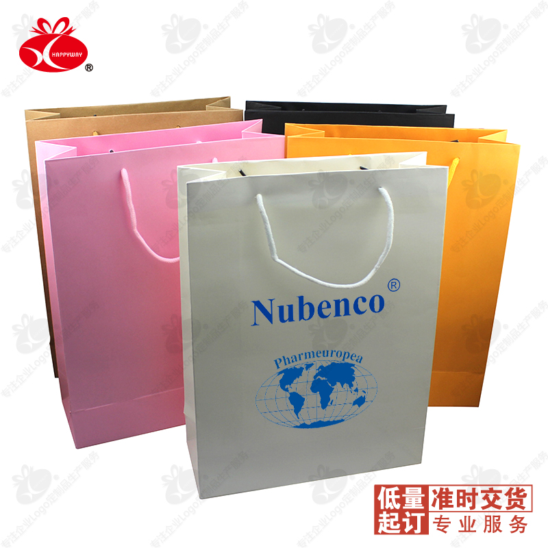 多彩环保竖款手提纸袋大号100起制可印Logo企业创意广告品定做