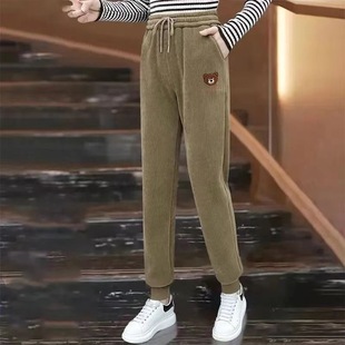 宽松显瘦灯芯绒休闲裤 2023新款 加绒束脚灯笼裤 女秋冬韩版 子 运动裤