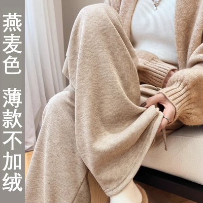 秋冬款2025新款高腰垂感宽松休闲小个子慵懒风阔腿裤软糯糯米裤女