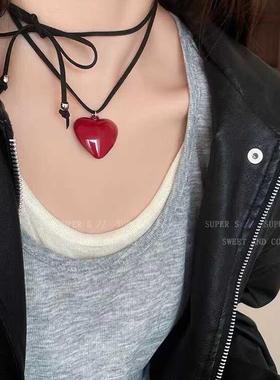 韩国时髦爱心系绳项链