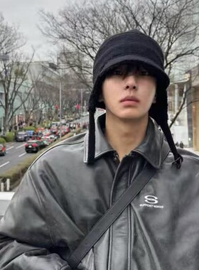 冬季纯色护耳保暖包头雷锋帽双面毛呢户外飞行帽男女百搭韩版新