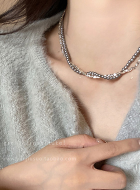 仿珍珠金属锁骨链女碎银子毛衣链