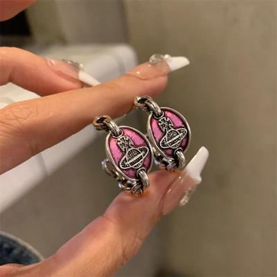美式做旧古银色滴油土星耳环女欧美设计感时尚感小众潮流风耳饰潮