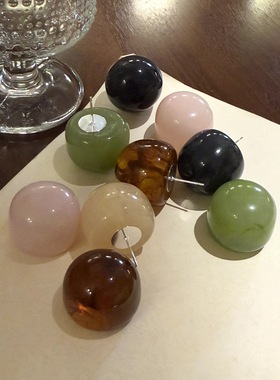 新款高级感复古琥珀色树脂戒指女简约百搭食指戒轻奢小众设计指环