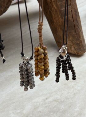 天然石串流苏长款串珠项链百搭设计感小众抽拉项链手工串珠耳环新