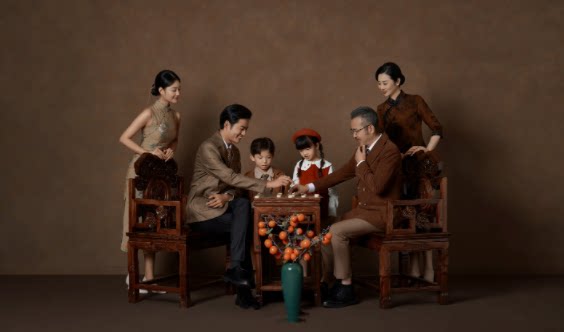 拍照背景幕布人像写真肌理墙油画一家六口八口帆布咖啡肌理全家福