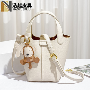 网红爆款 手提包水桶 女包高级感菜篮子包牛皮质感软皮单肩包时尚