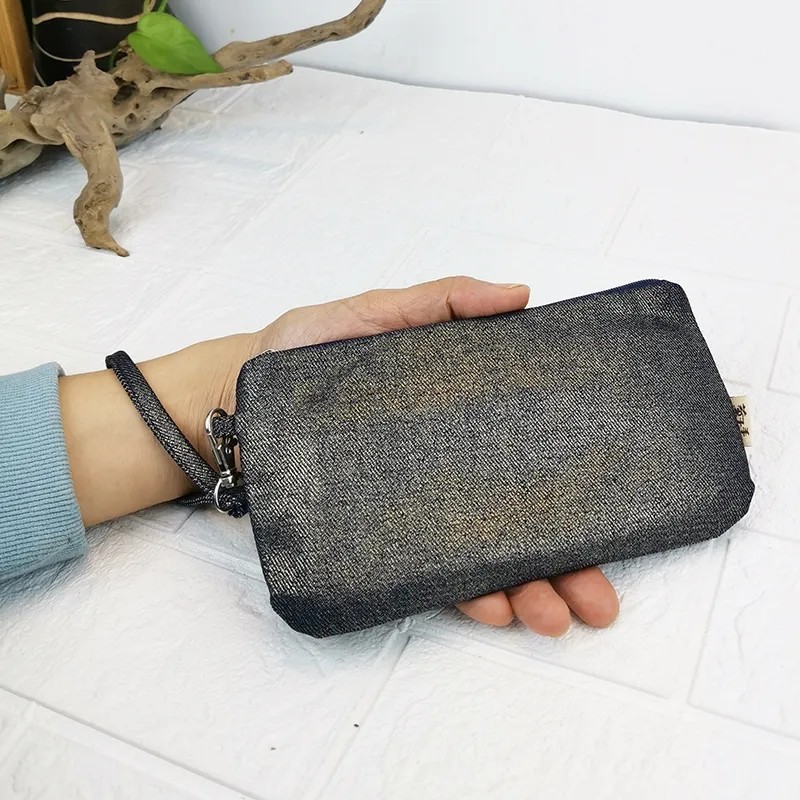 薰子轻便新款女士手拿双拉链女小包手抓包纯棉帆布手机包创意简约图片