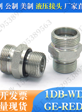 1DB-WD液压24度卡套接头重型转英制管螺纹胶垫密封直通GE-R-ED