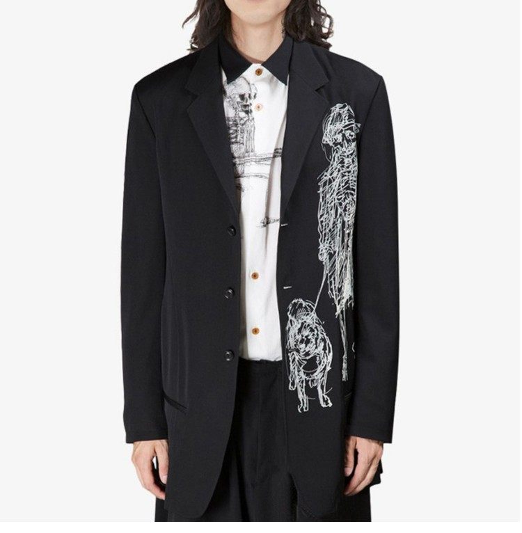 yohji yamamoto 山本耀司 遛狗西服 华达呢休闲西装外套