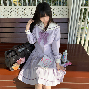 紫色中间服异色线JK制服温柔水手服 堇时雪 月野HOUSE