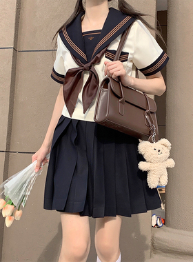 【5.13 20:00】*茶羽中*夏服原创正版奶茶色水手服JK制服套装
