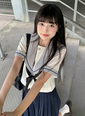 【月野HOUSE】*晗川中*原创JK制服校供绀一本名古屋襟水手服夏服