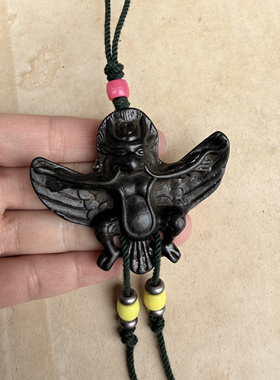 藏传天玄铁雕件金翅大鹏鸟吊坠挂件项链民族风复古工艺挂饰50*63m