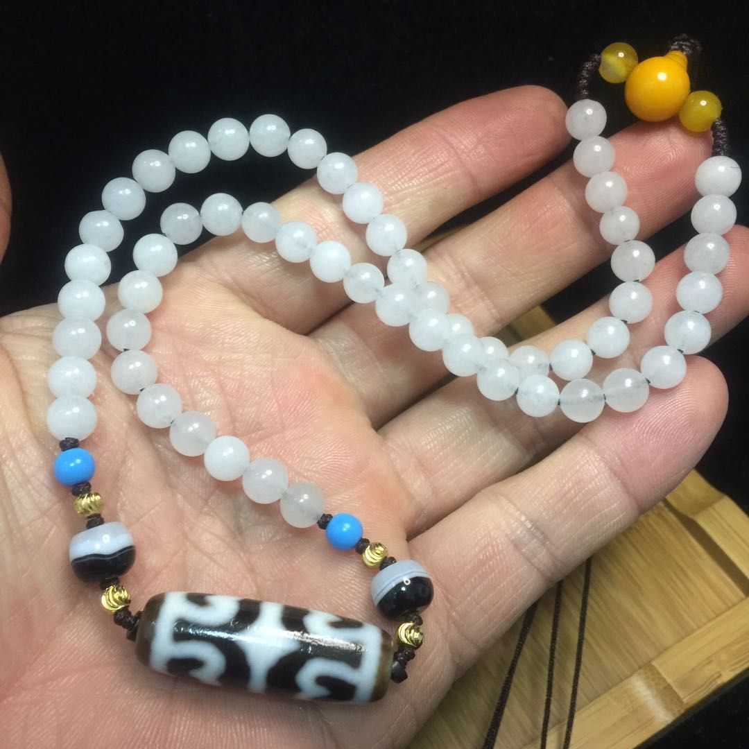 西藏天然和田玉金刚吊坠锁骨链