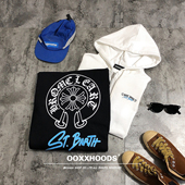 拉链卫衣男女宽松印花长袖 十字架马蹄飞镖个性 街头连帽衫 潮hoodie