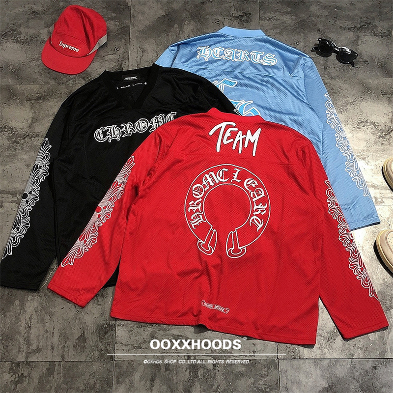 2025早春新款花臂冰球服十字架印花透气网眼运动舒适排汗长袖T恤