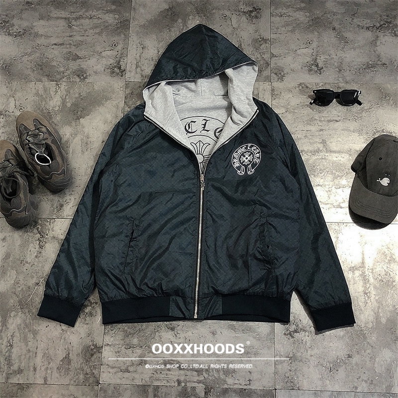 双面穿复合保暖又放风升级满版十字暗纹马蹄两面连帽卫衣风衣外套