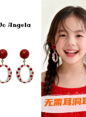 JOJO儿童无需耳洞螺旋耳夹港风圆环耳饰硅胶垫无痛免打孔耳环耳钉