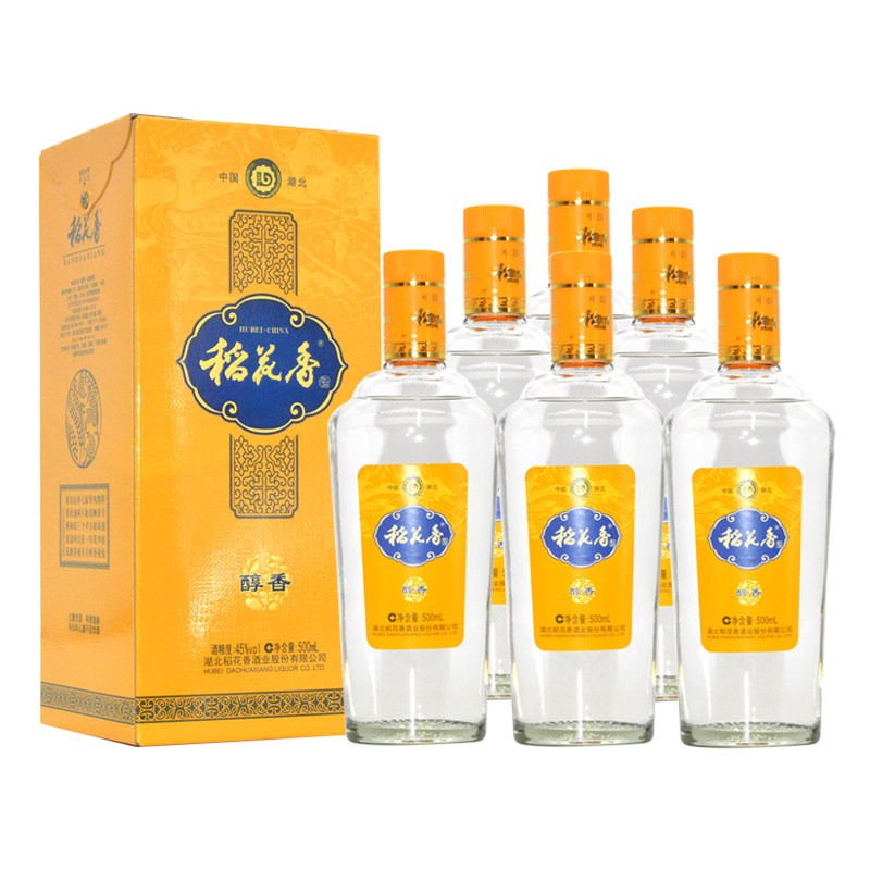 湖北稻花香酒醇香45度浓香型白酒整箱拍6瓶礼品盒装口粮酒特产酒