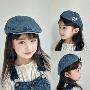 儿童帽子春秋宝宝前进帽男童贝雷帽女童夏季鸭舌帽英伦复古画家帽