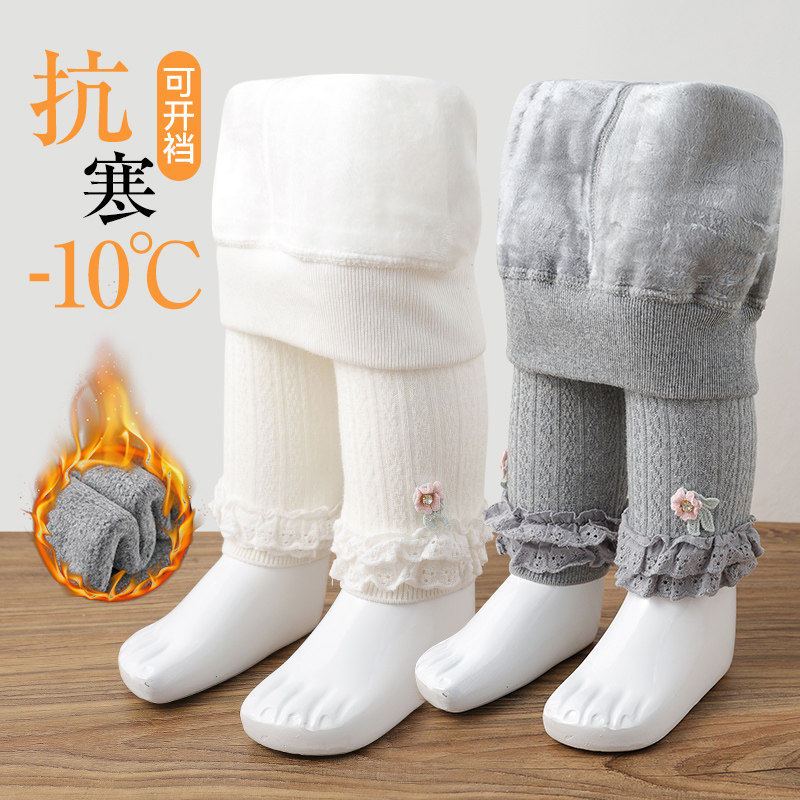 全棉女童打底裤秋款2022新款外穿洋气冬季加绒加厚宝宝九分连裤袜