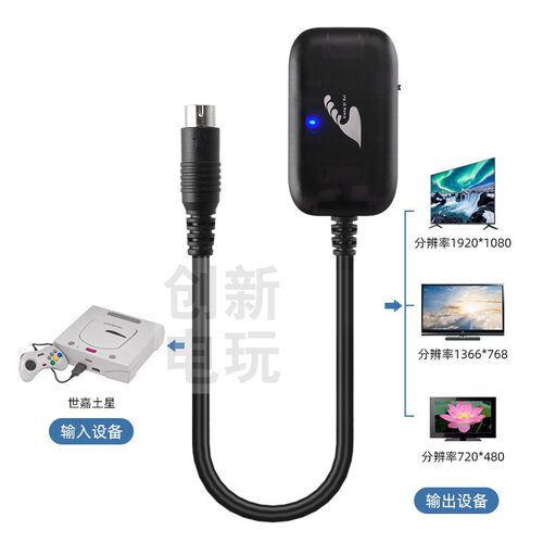 高品质世嘉土星转HDMi高清转换线