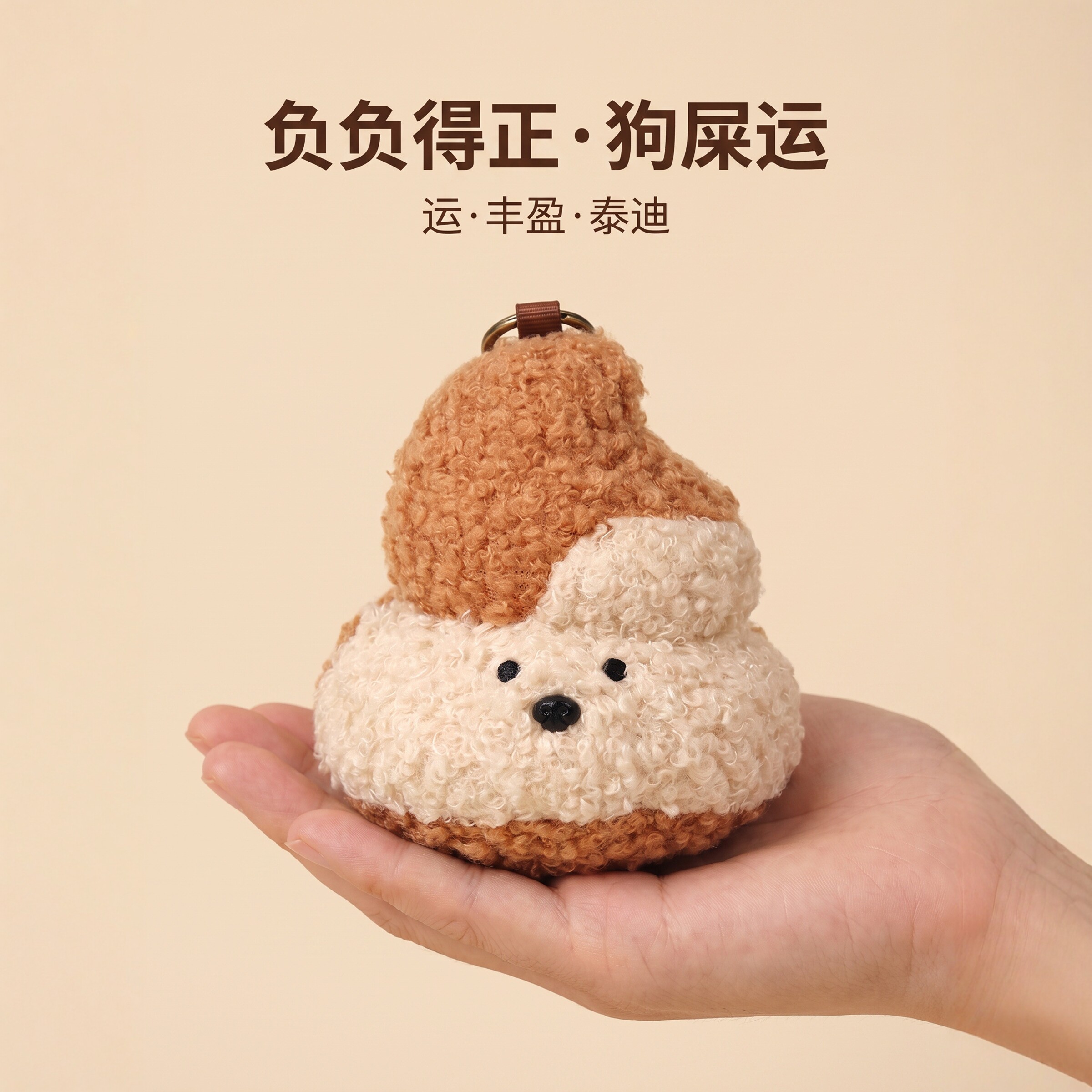 负负得正狗屎运泰迪毛绒挂件