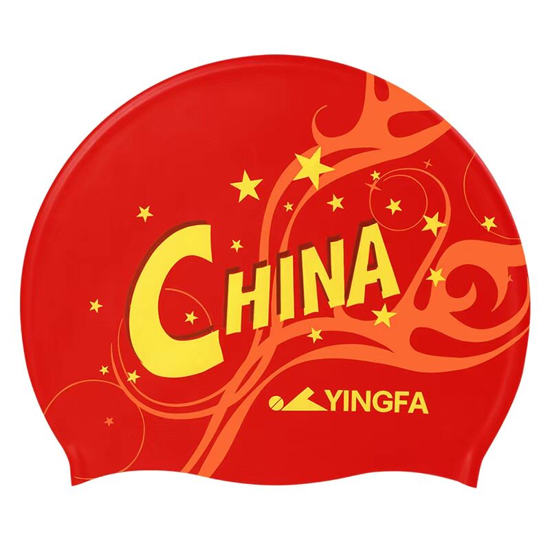 英发硅胶防滑不勒头泳帽国风帽