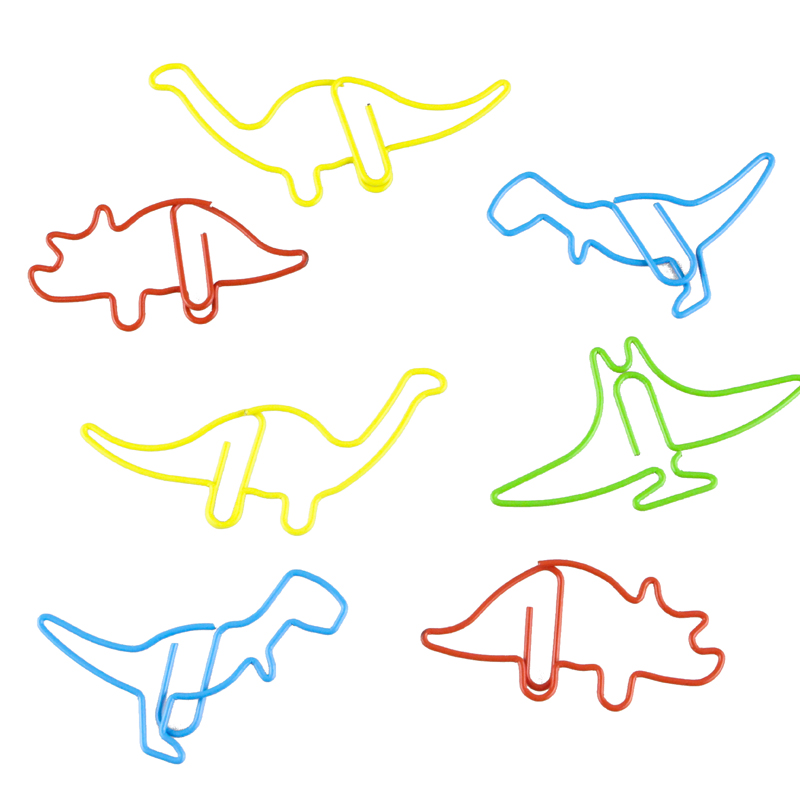 彩色动物恐龙回形针书签创意可爱办公用品塑料卡通别针礼物包邮