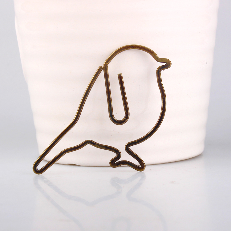 古铜色鸟形回形针 卡通回形针 回形针创意 回形针可爱回形针大号