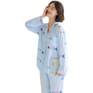 妈妈绵绸睡衣女薄款春秋长袖少女纯棉绸家居服中老年开衫翻领套装