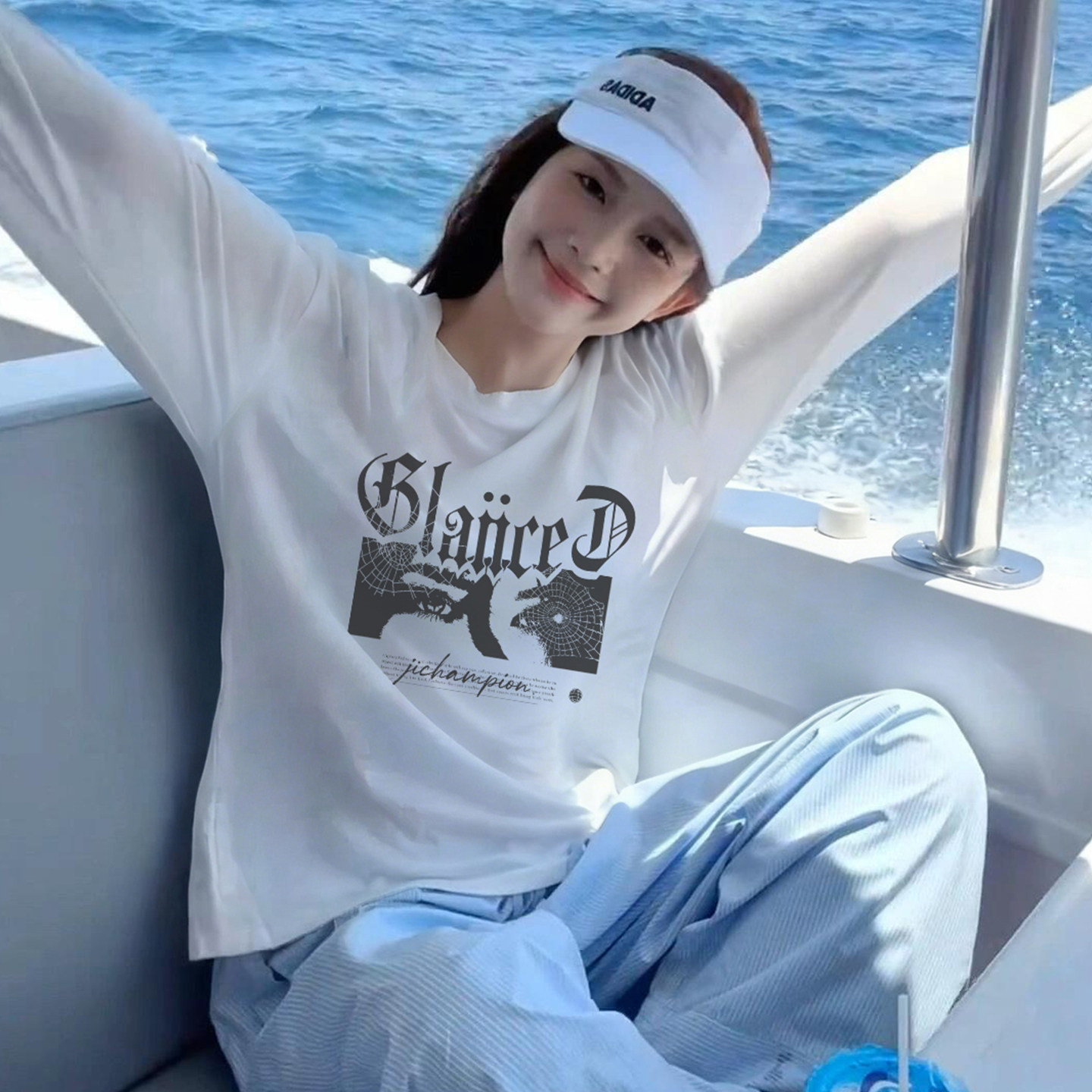 2026夏季冠军防晒衣长袖T恤女新款宽松运动登山骑行防紫外线上衣