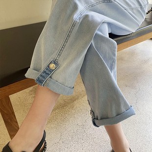 高腰牛仔女夏季 瘦色水洗腿小直筒九分 薄款 2025新款